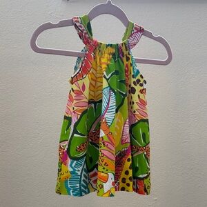 Mayoral Tropical/Safari Print Halter Dress in Green, Yellow, Pink, Blue